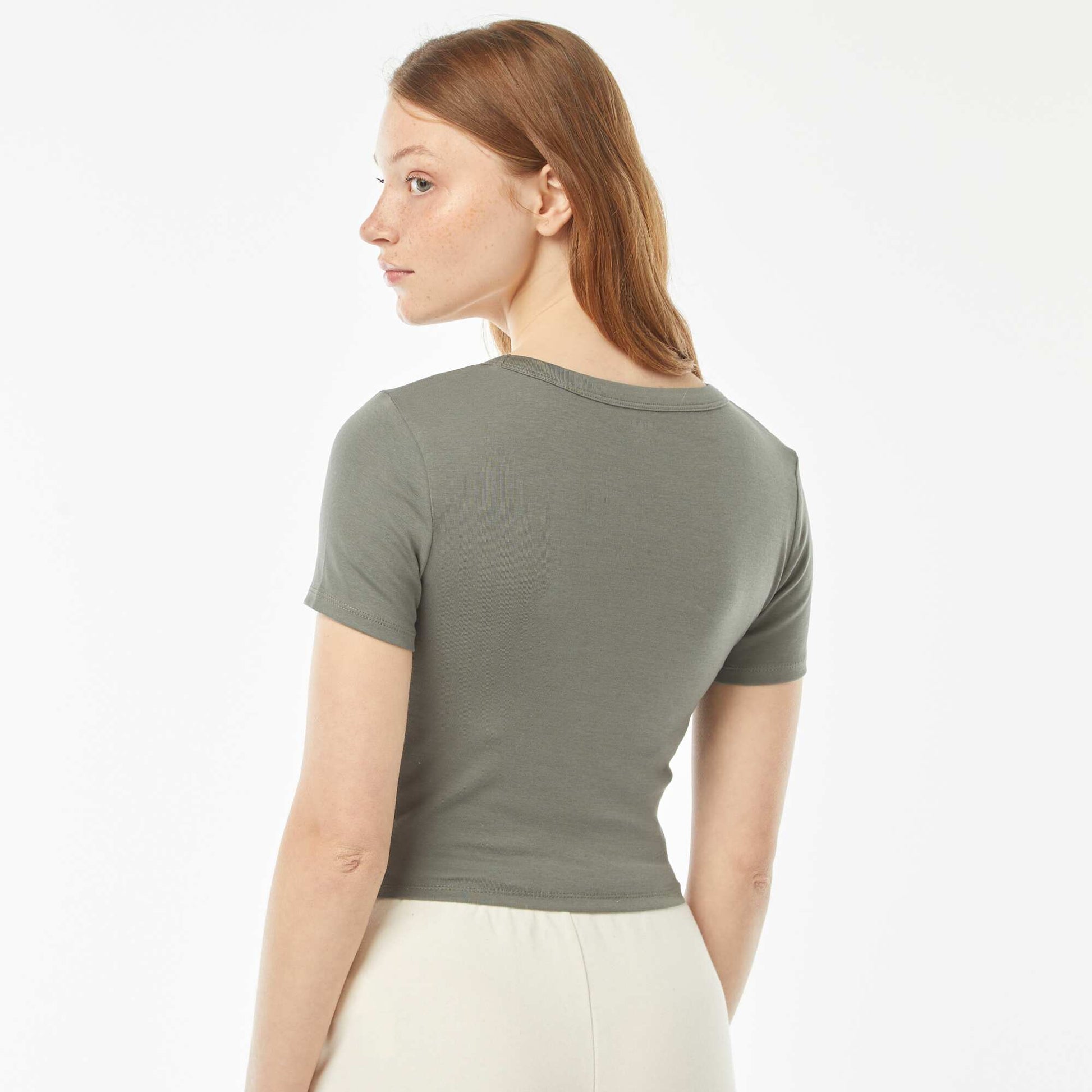T-shirt cropped manches courtes VERT