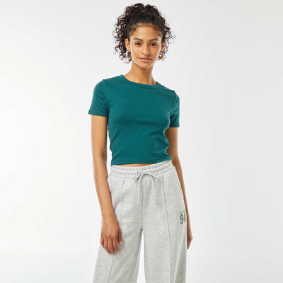 T-shirt cropped manches courtes VERT