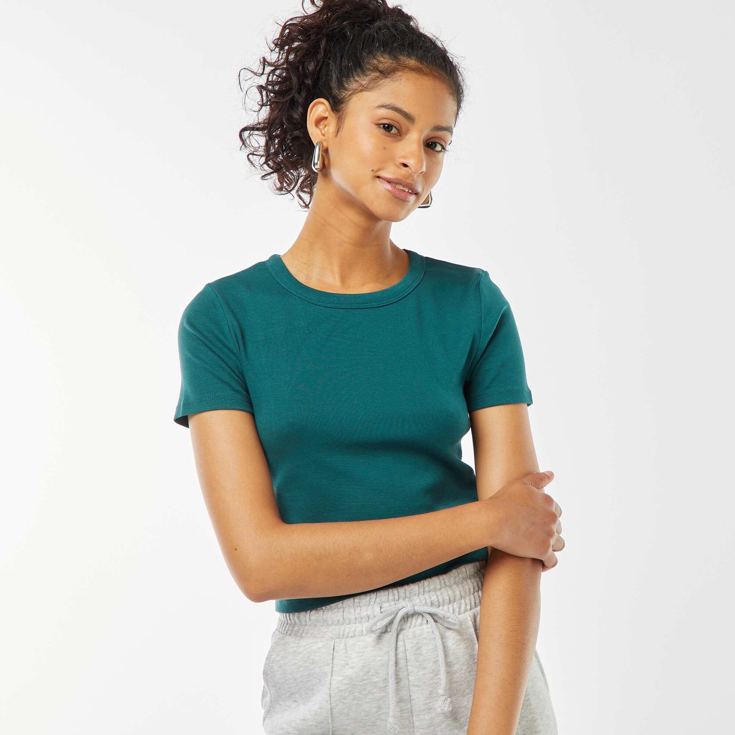 T-shirt cropped manches courtes VERT
