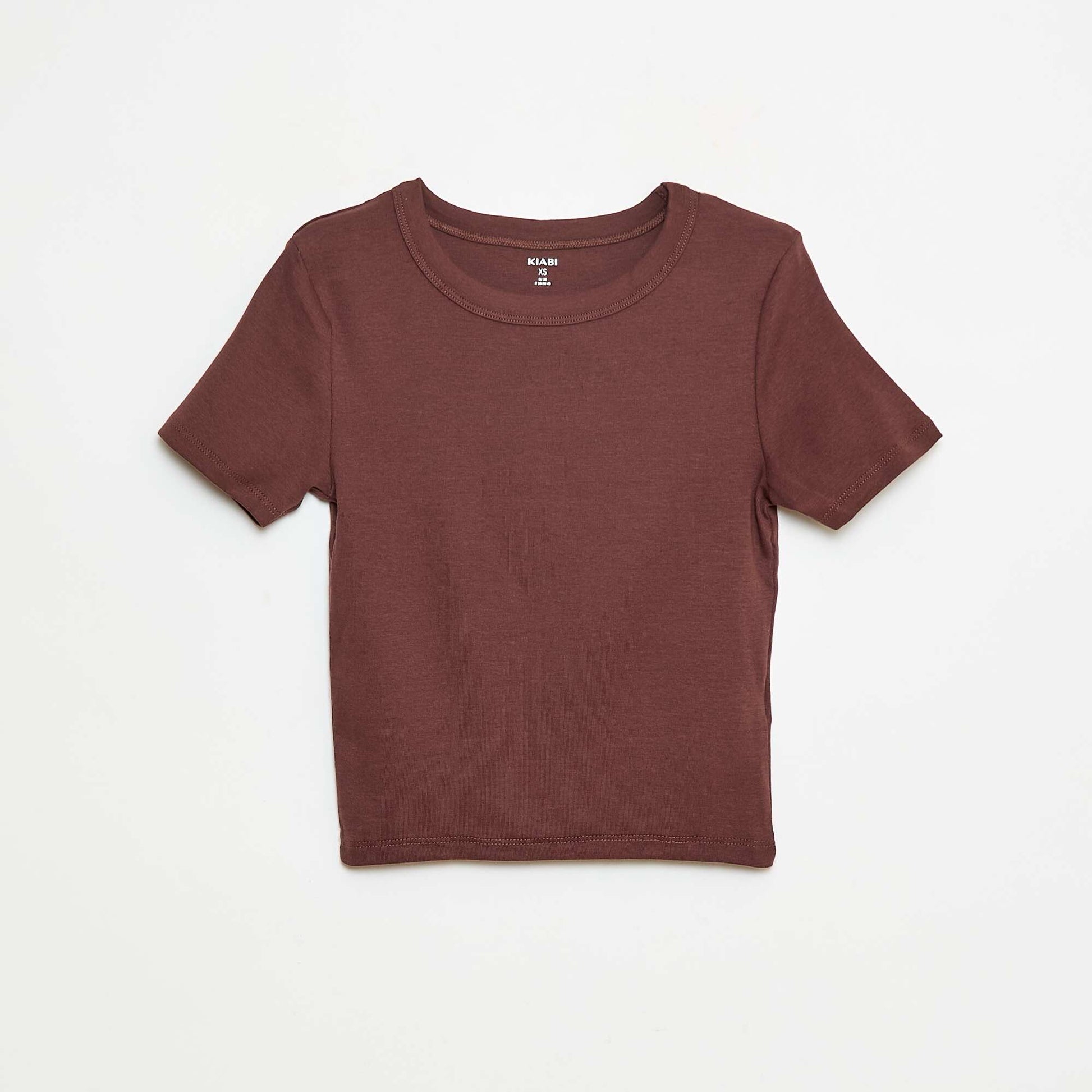 T-shirt cropped manches courtes MARRON