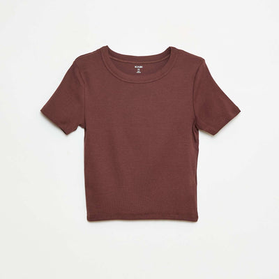 T-shirt cropped manches courtes MARRON