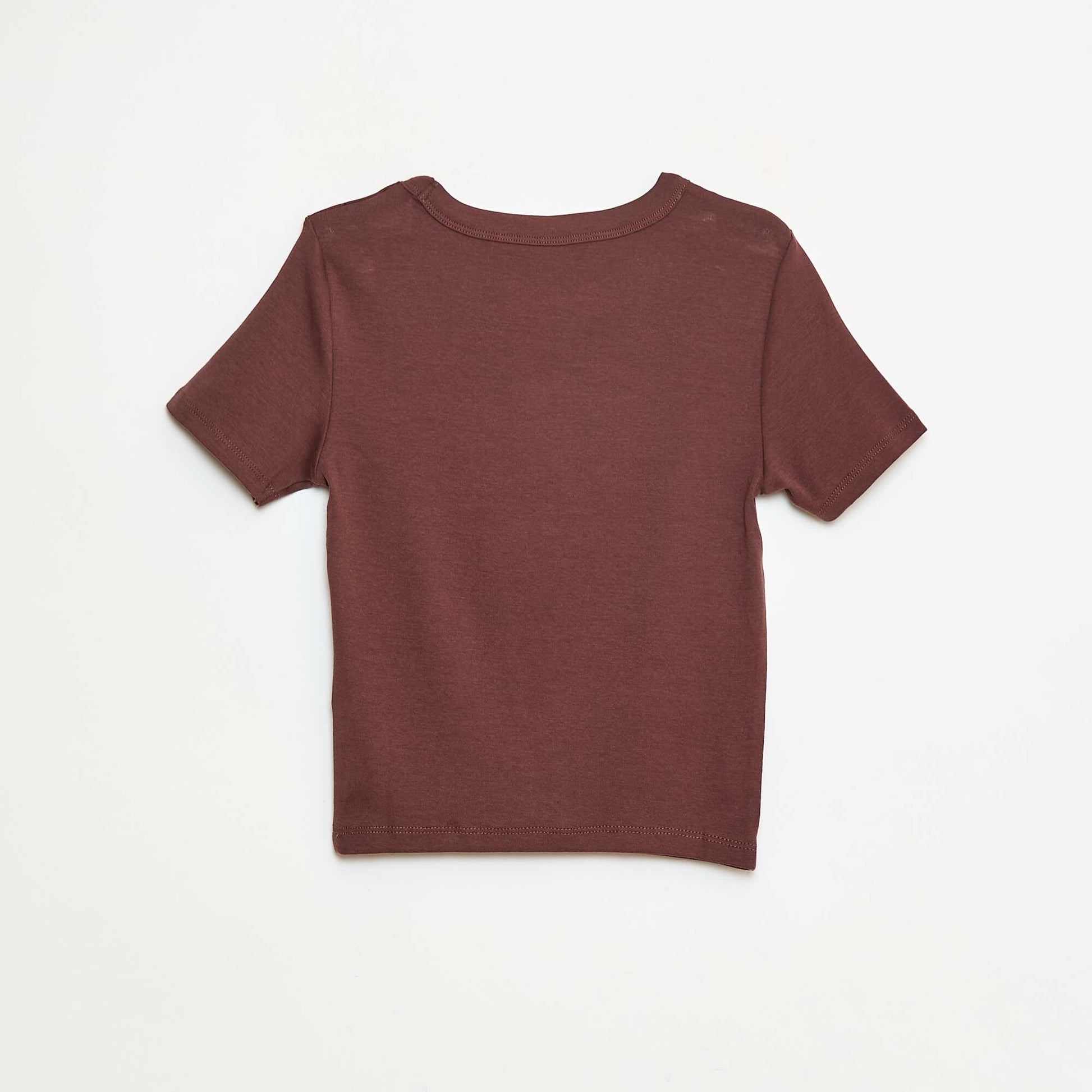 T-shirt cropped manches courtes MARRON