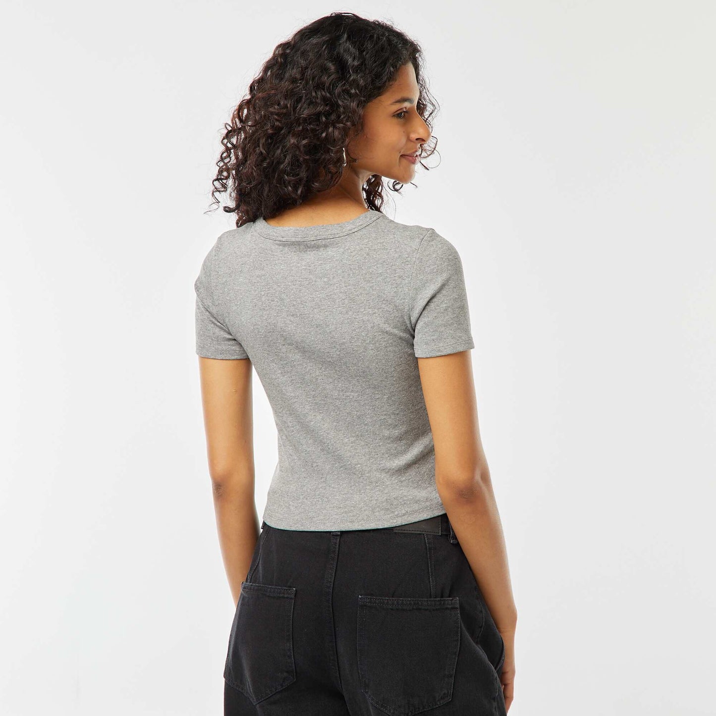 T-shirt cropped manches courtes GRIS