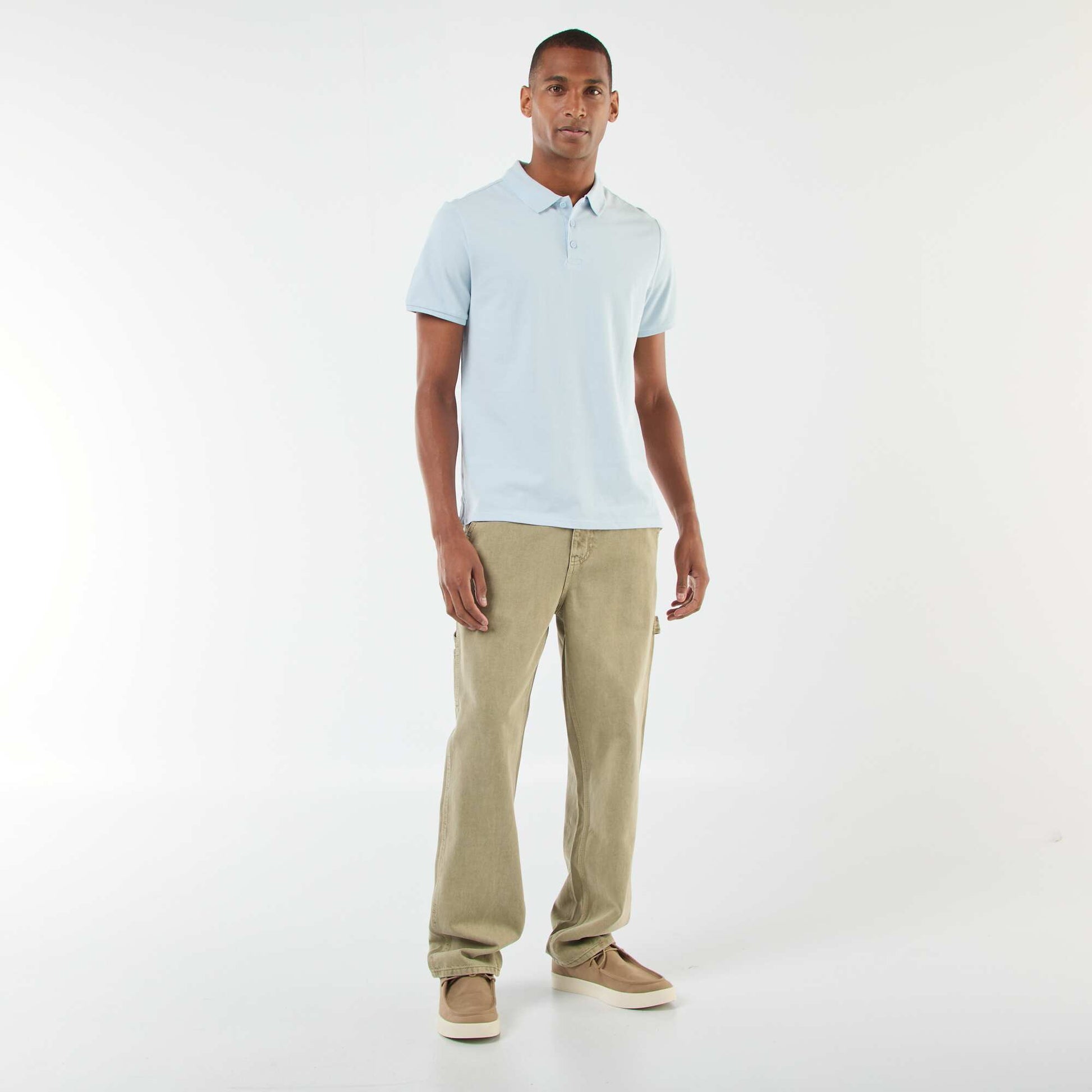 Polo en piqué de coton BLEU