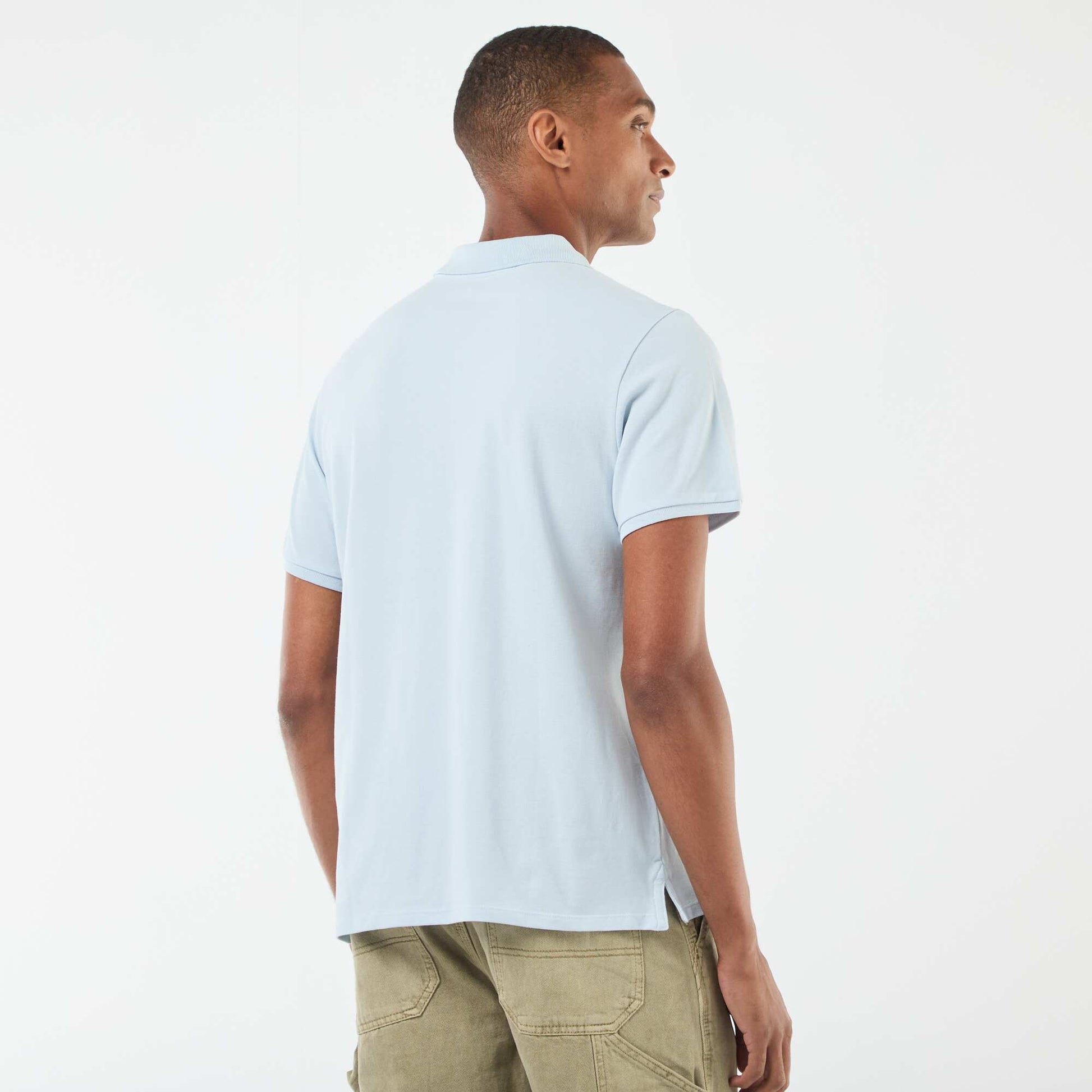 Polo en piqué de coton BLEU