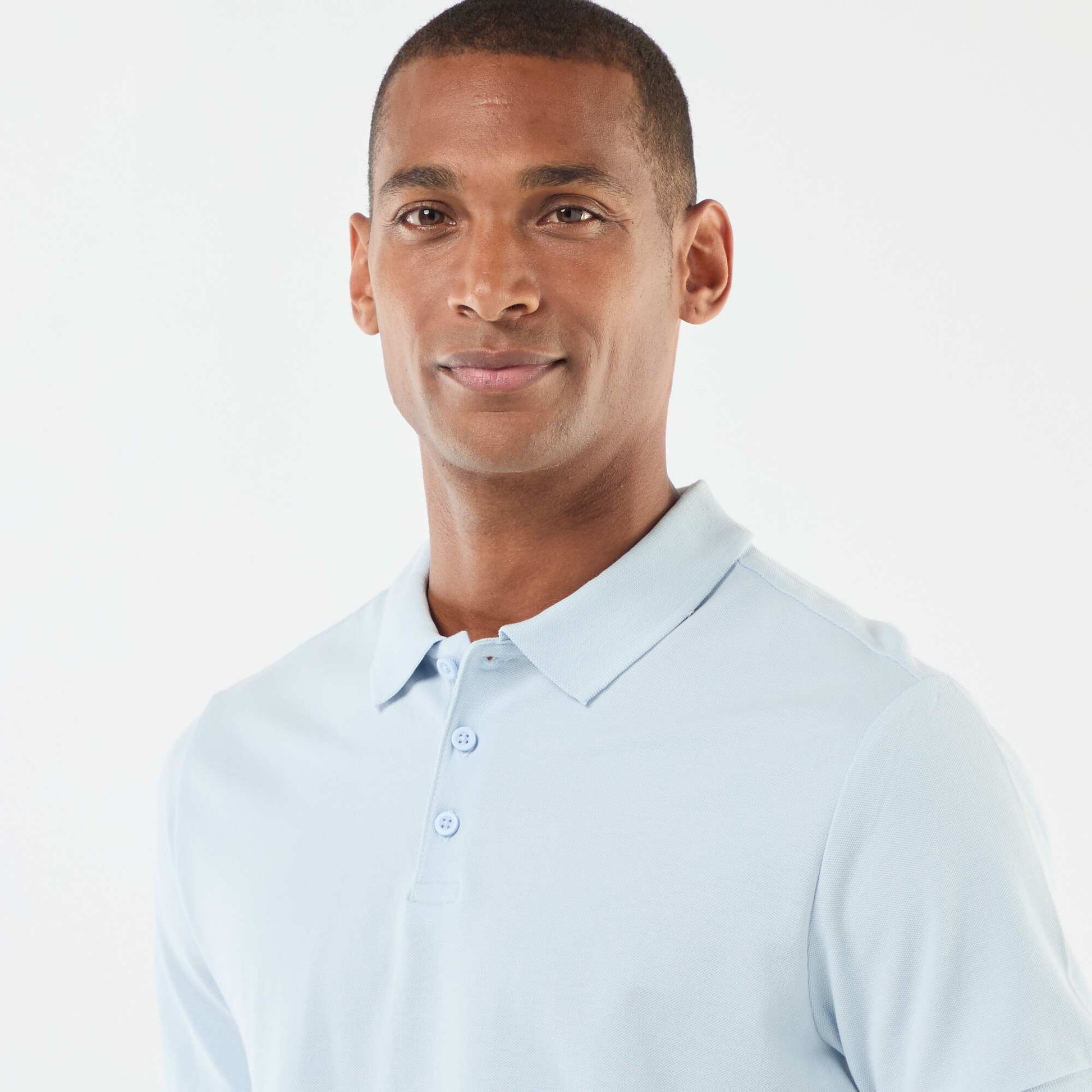 Polo en piqué de coton BLEU