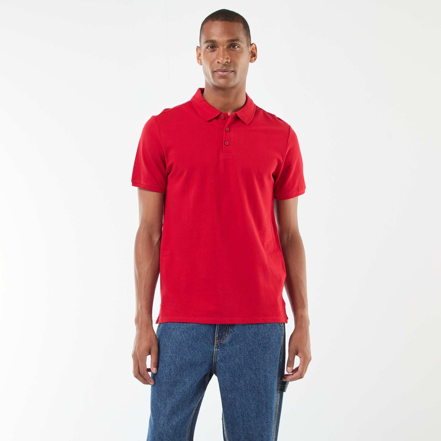Polo en piqué de coton ROUGE