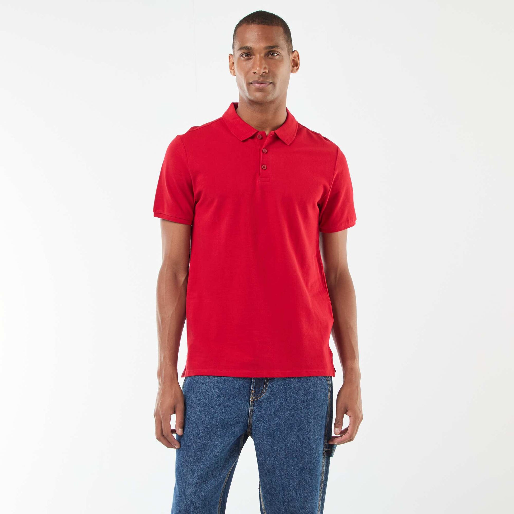 Polo en piqué de coton ROUGE