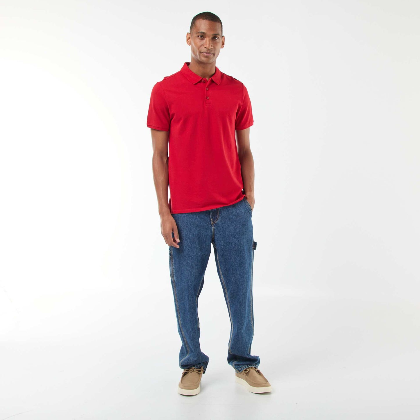Polo en piqué de coton ROUGE