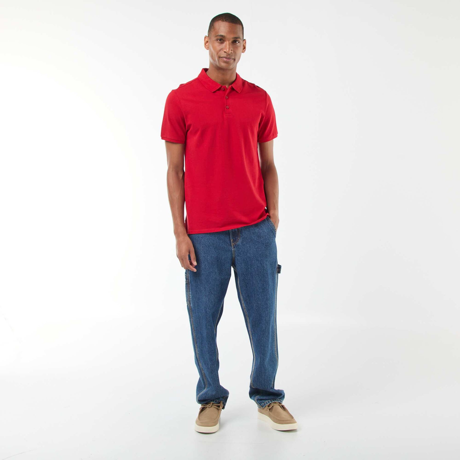 Polo en piqué de coton ROUGE