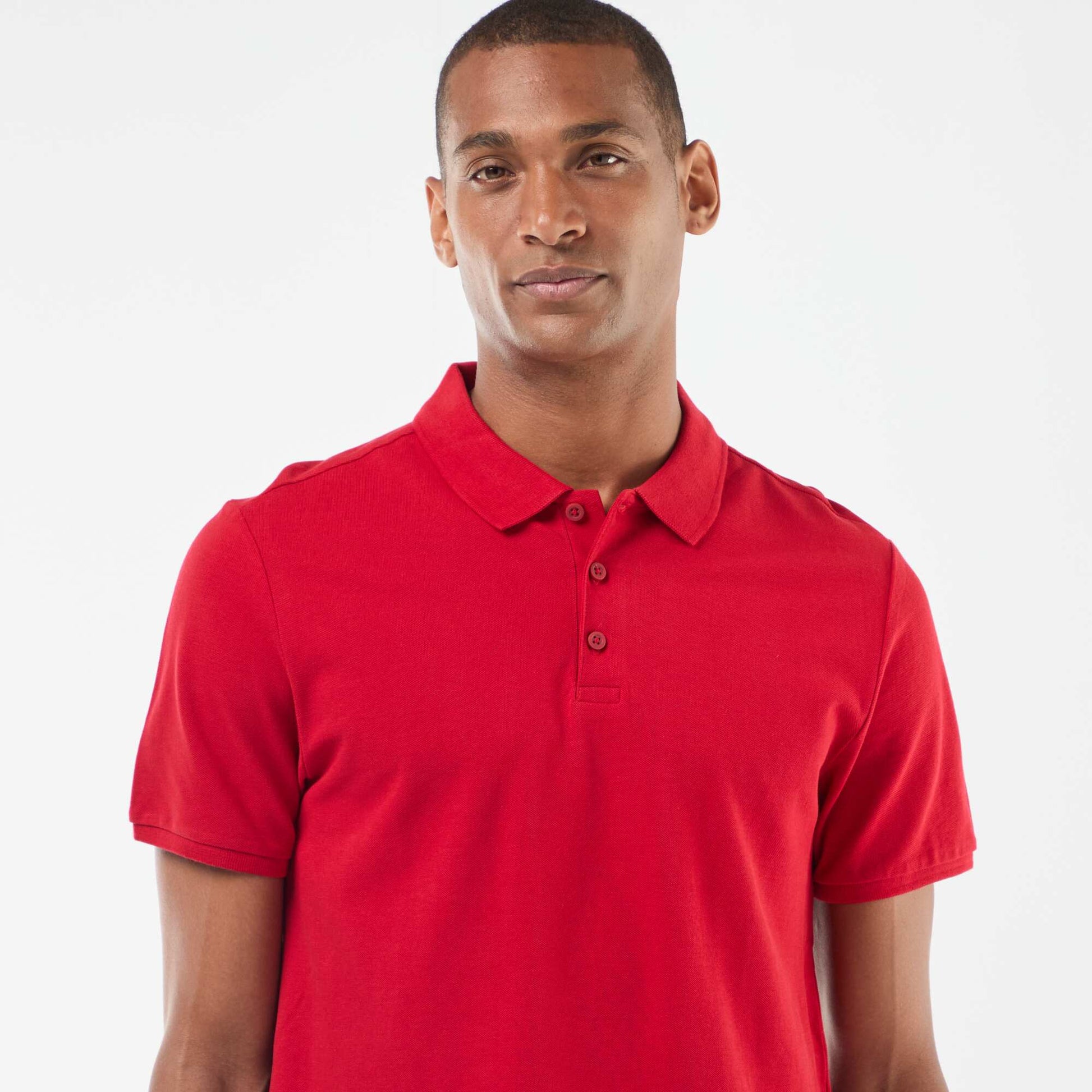 Polo en piqué de coton ROUGE