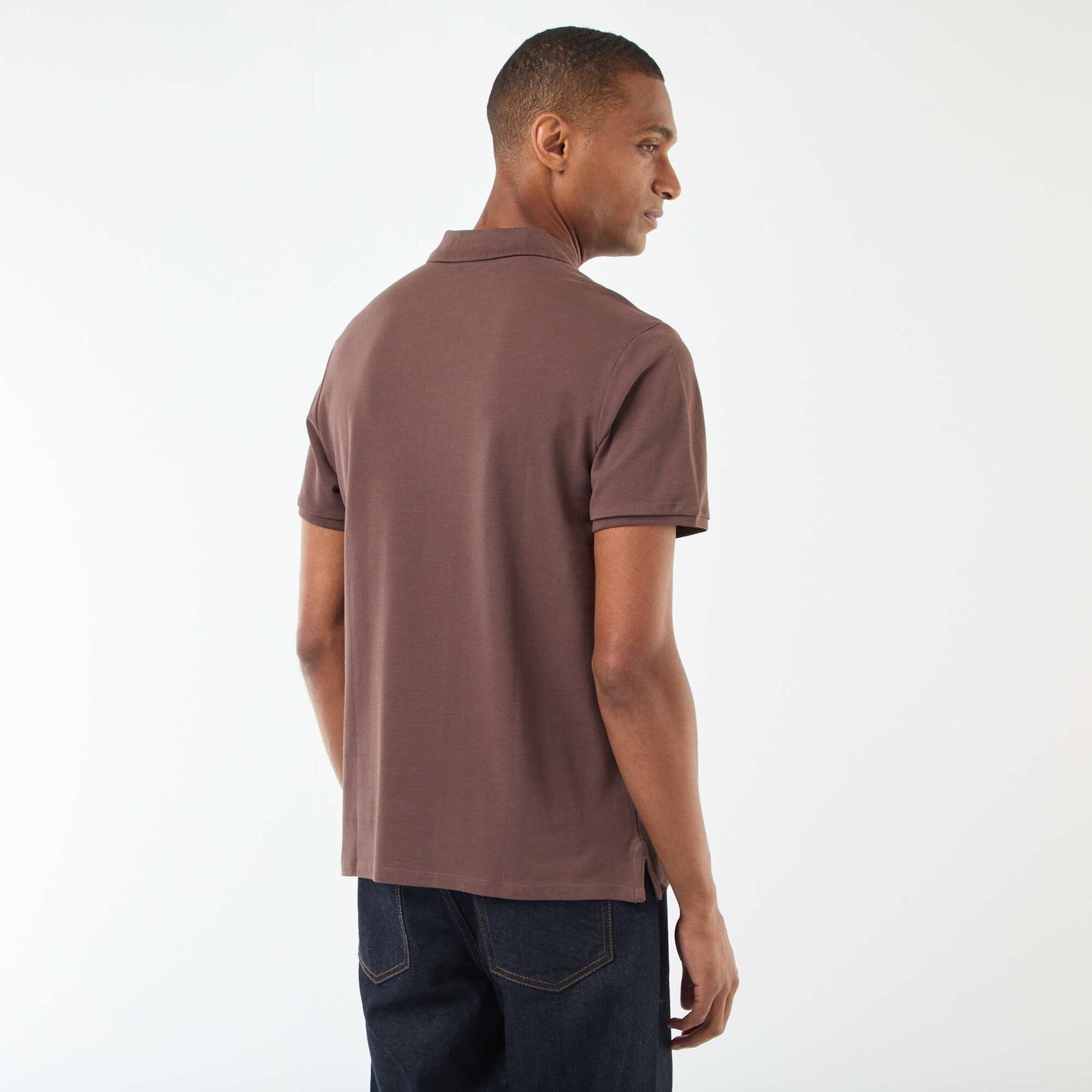 Polo en piqué de coton MARRON