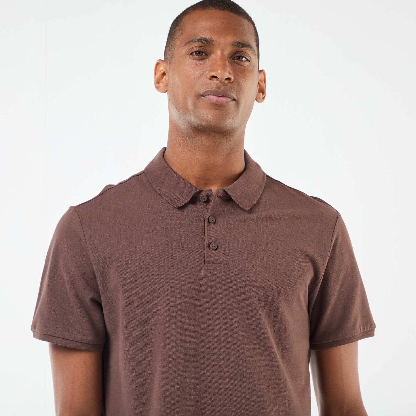 Polo en piqué de coton MARRON