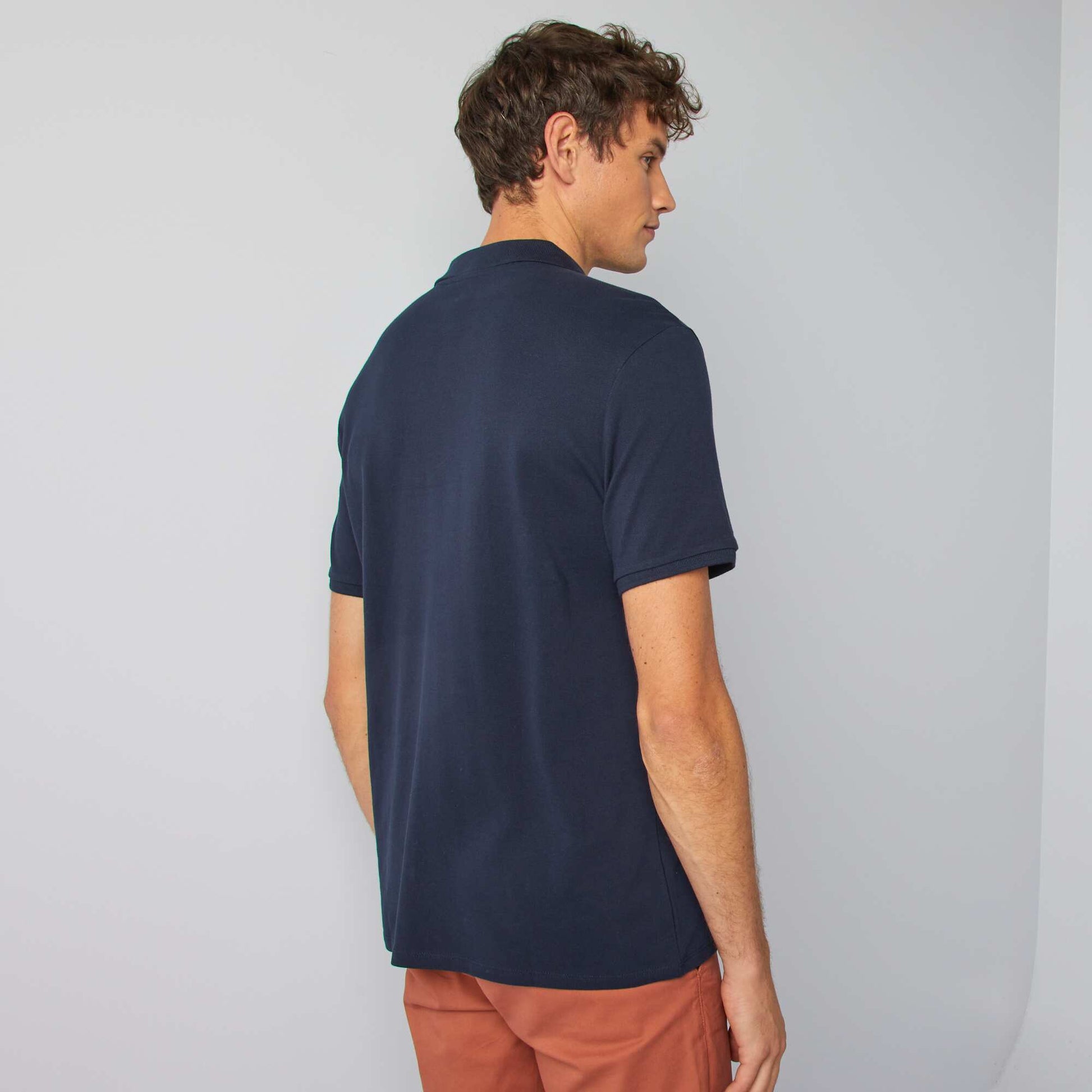 Polo en piqué de coton MARINE