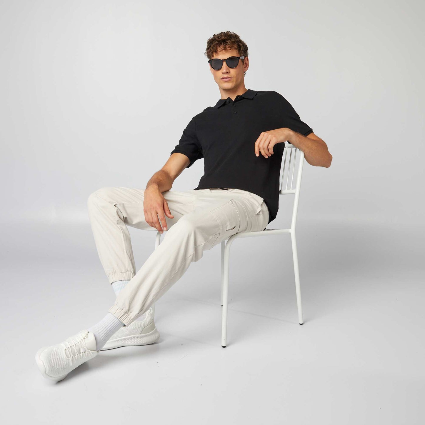 Polo en piqué de coton NOIR
