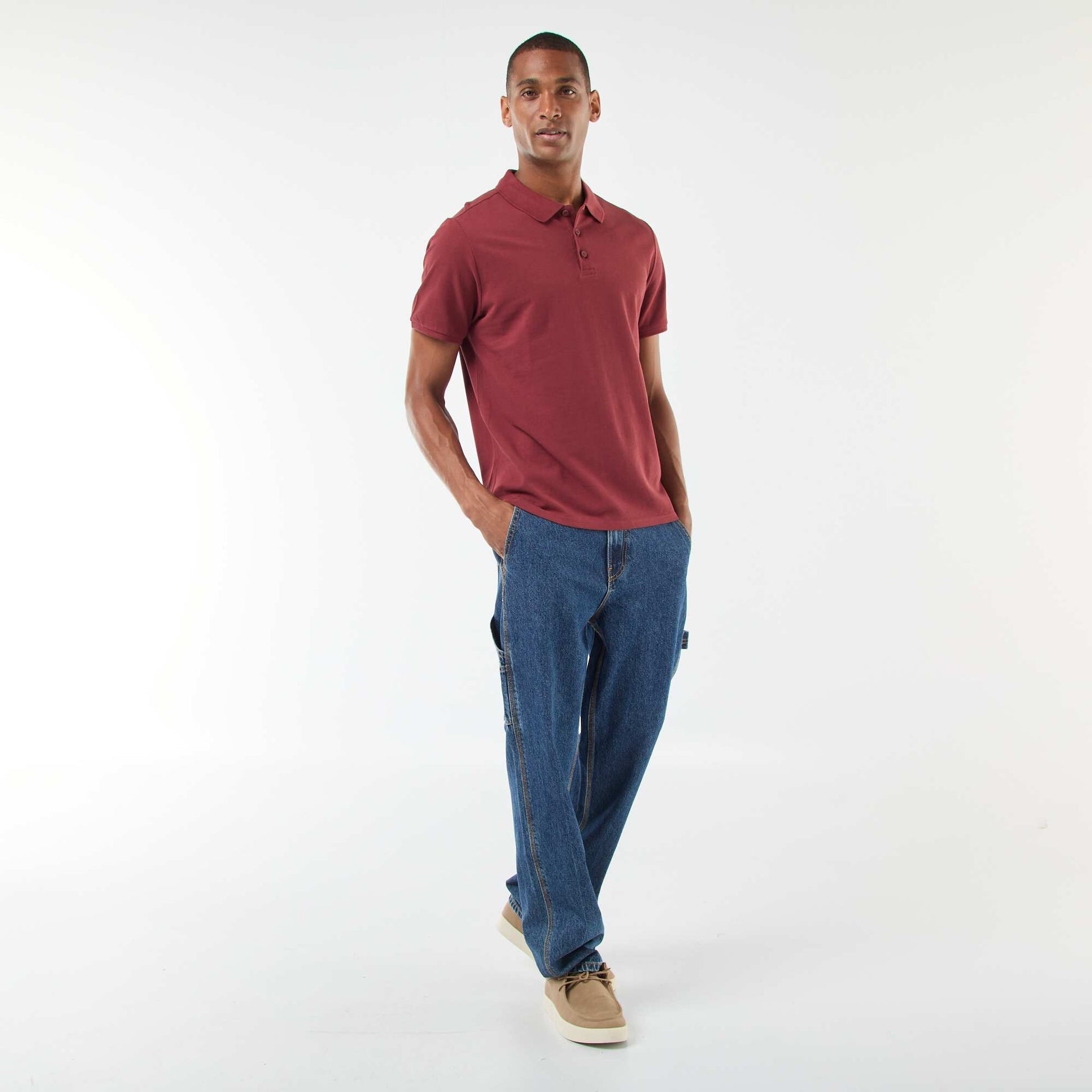 Polo en piqué de coton ROUGE