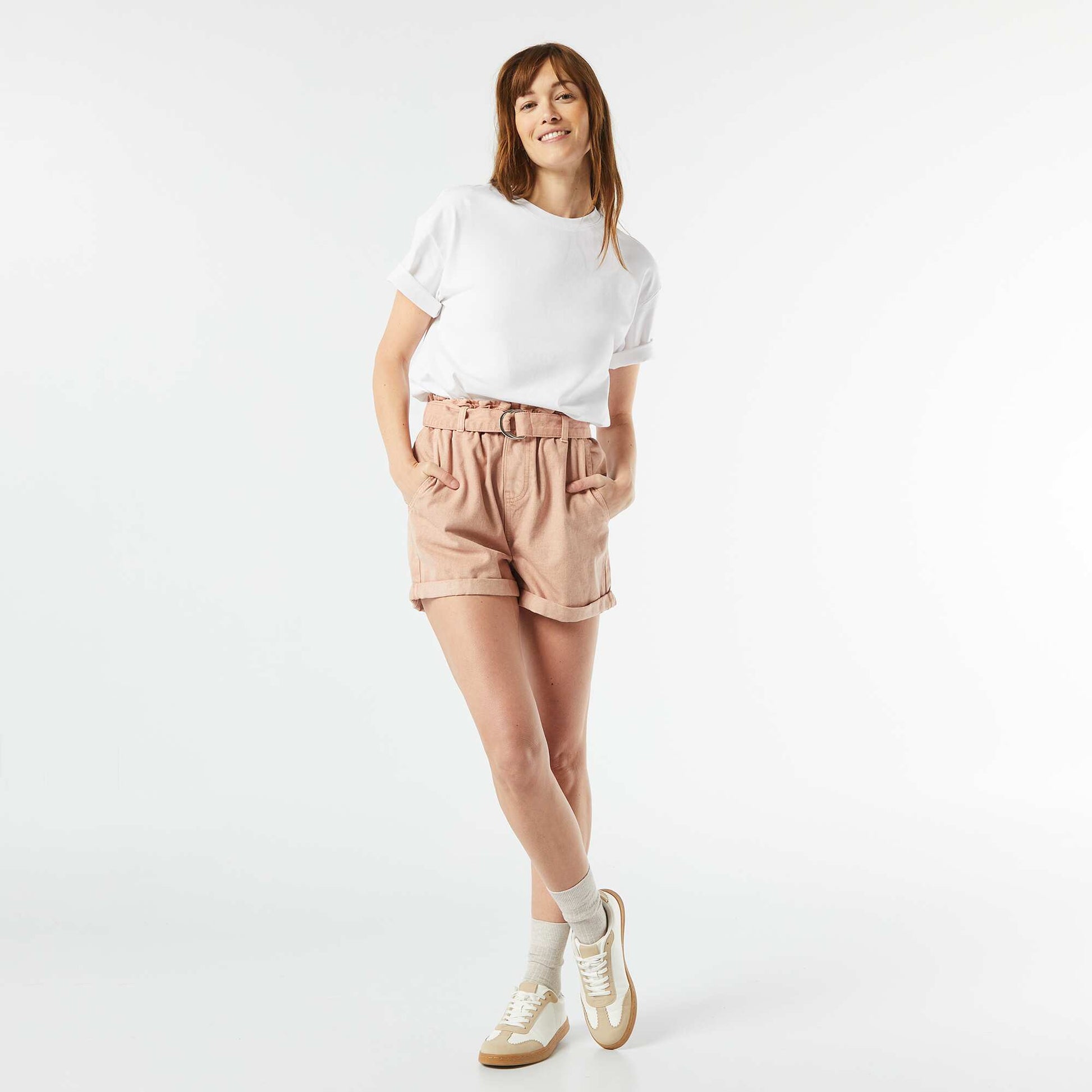 T-shirt oversize à col rond BLANC