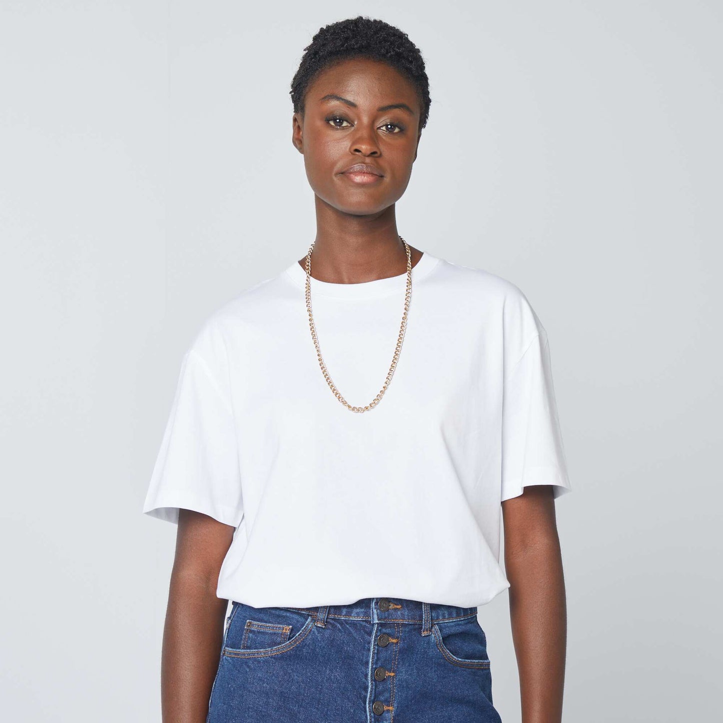 T-shirt oversize à col rond BLANC