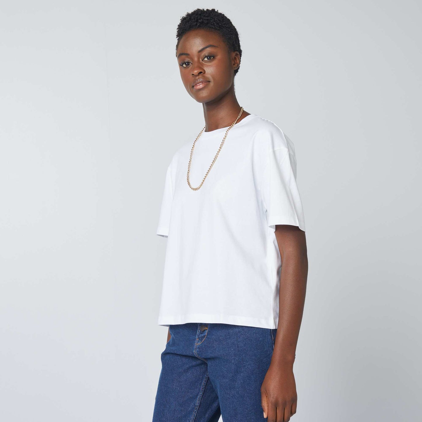 T-shirt oversize à col rond BLANC