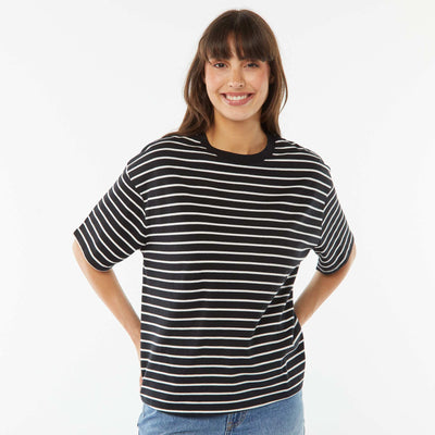 T-shirt oversize à col rond NOIR/BLANC