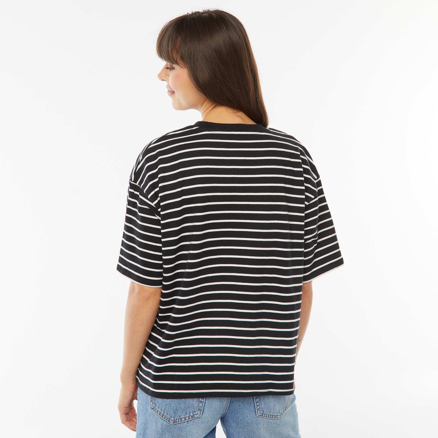 T-shirt oversize à col rond NOIR/BLANC