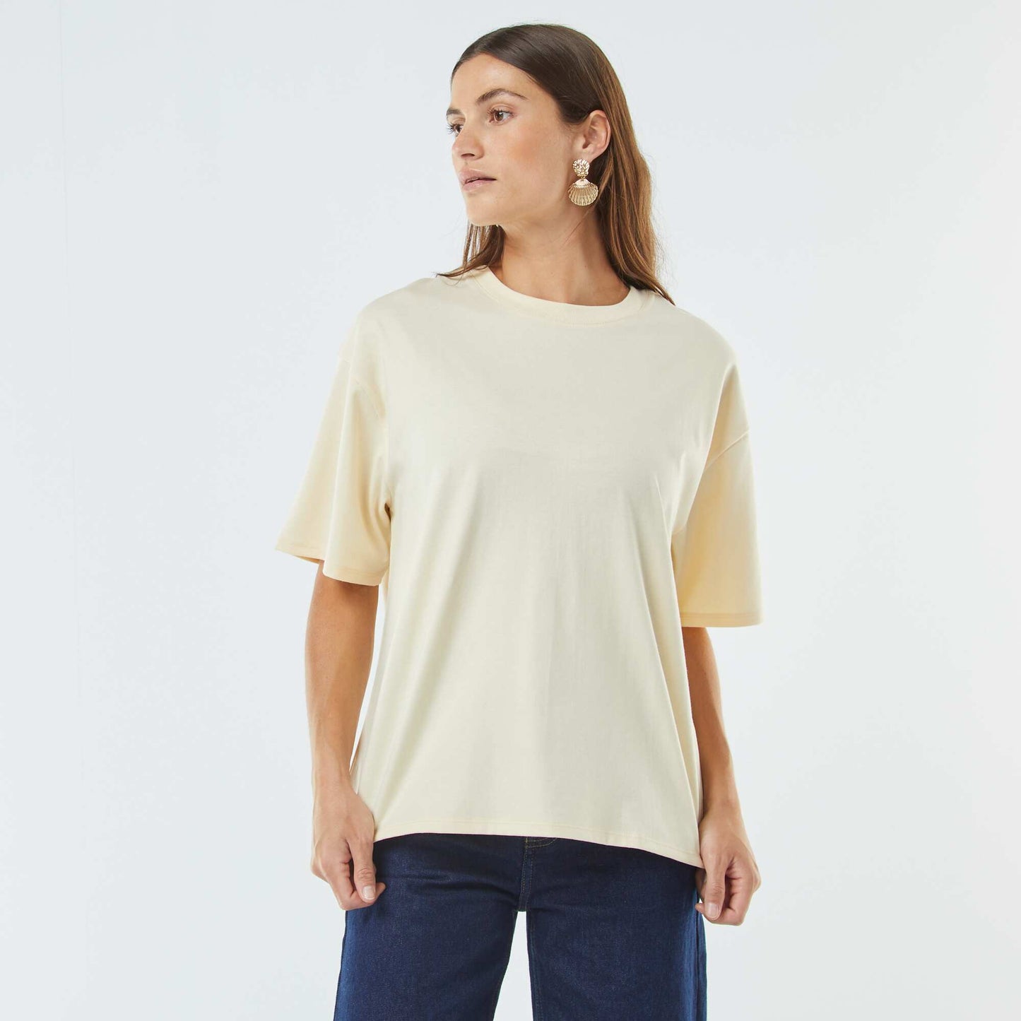 T-shirt oversize à col rond JAUNE