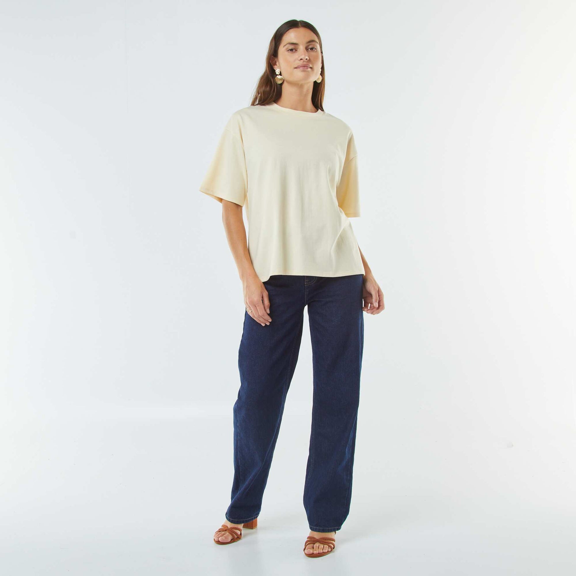 T-shirt oversize à col rond JAUNE