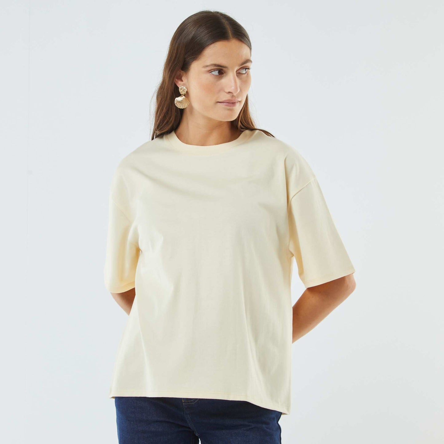 T-shirt oversize à col rond JAUNE