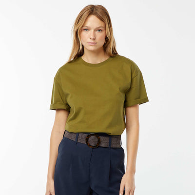T-shirt oversize à col rond KAKI