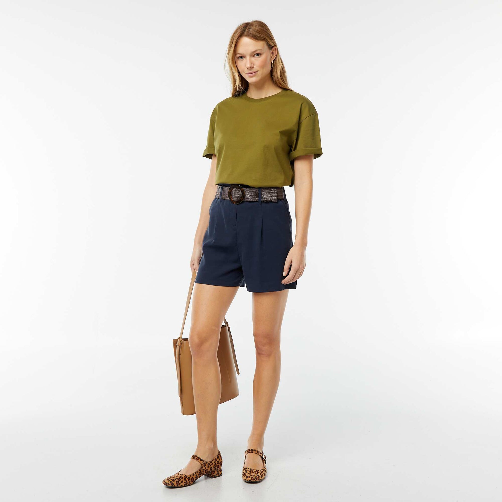 T-shirt oversize à col rond KAKI