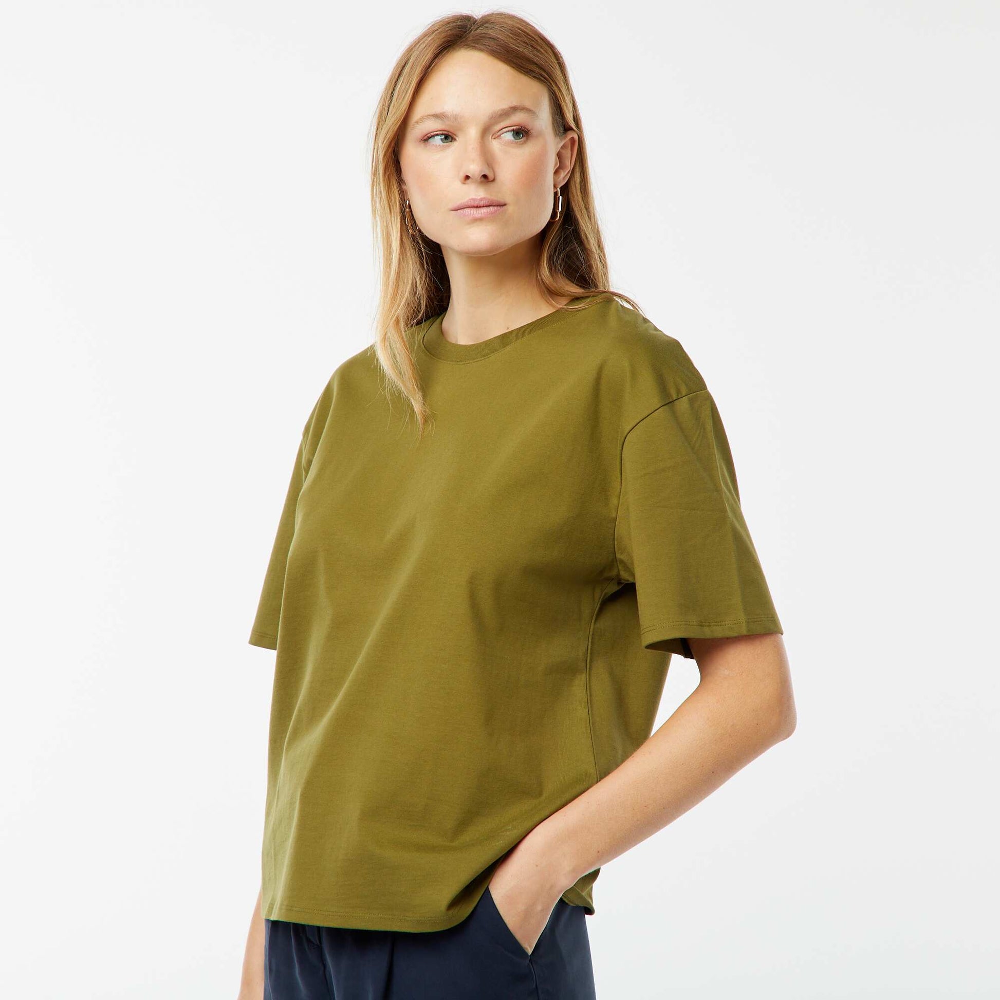 T-shirt oversize à col rond KAKI