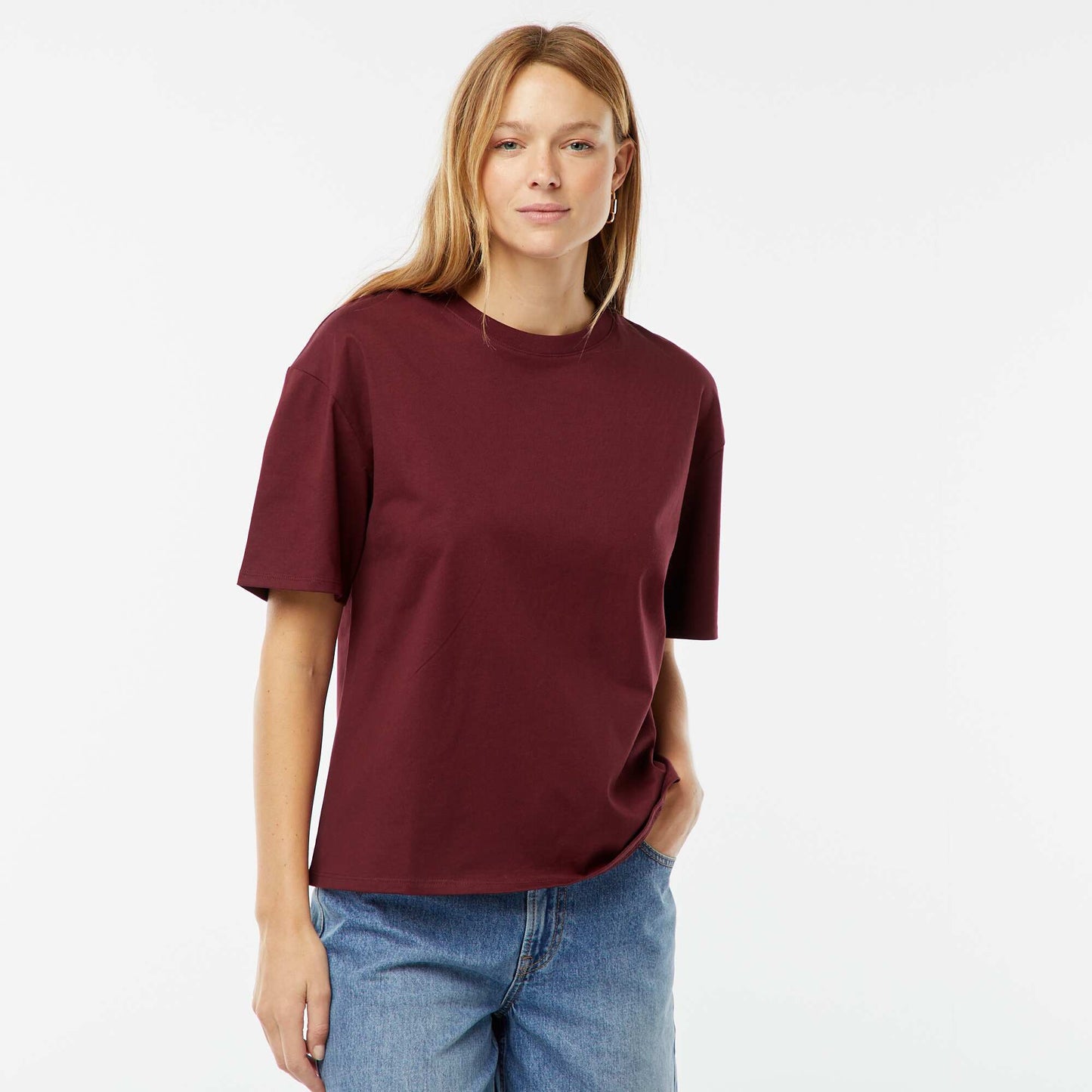 T-shirt oversize à col rond ROUGE