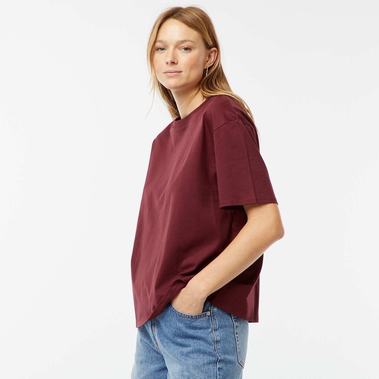 T-shirt oversize à col rond ROUGE