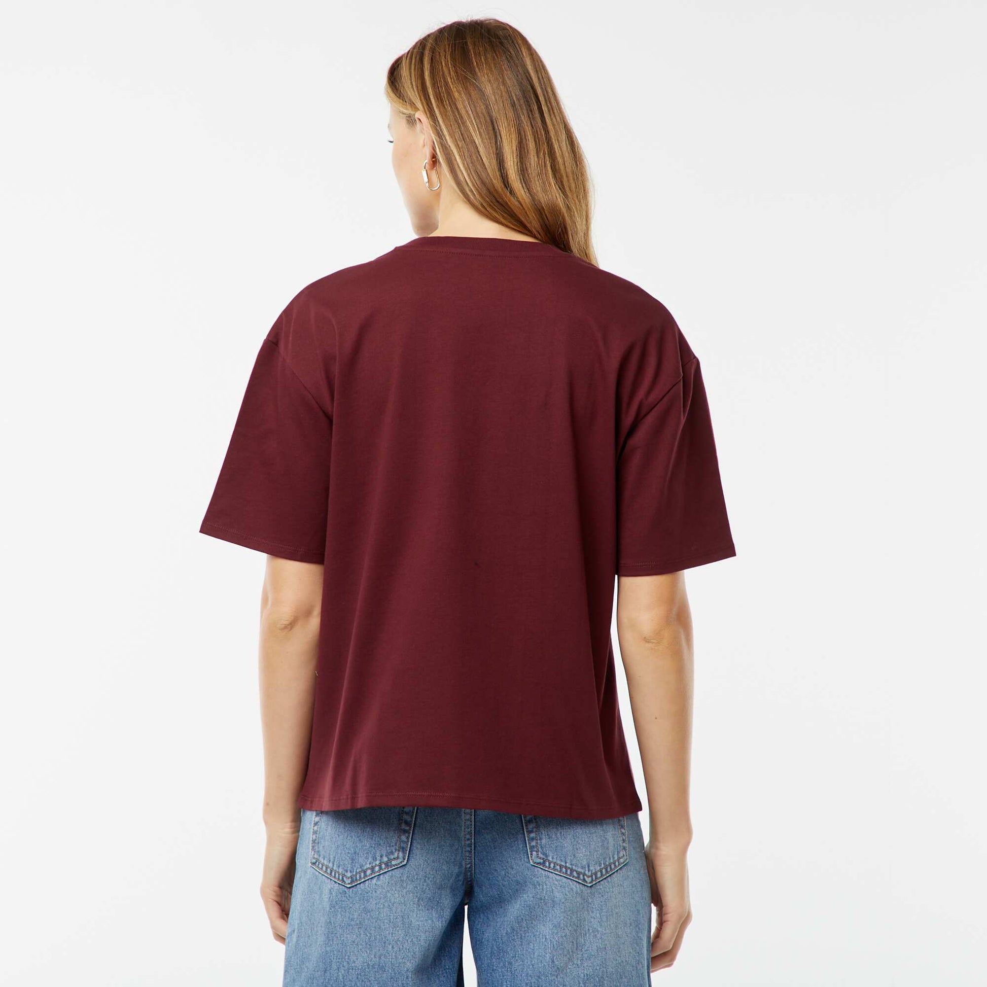 T-shirt oversize à col rond ROUGE
