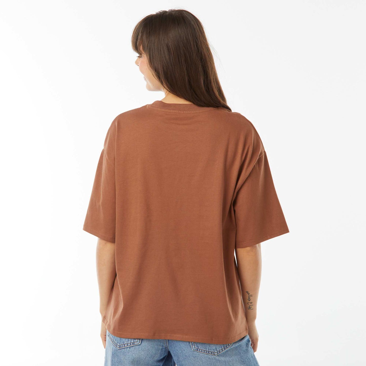 T-shirt oversize à col rond MARRON
