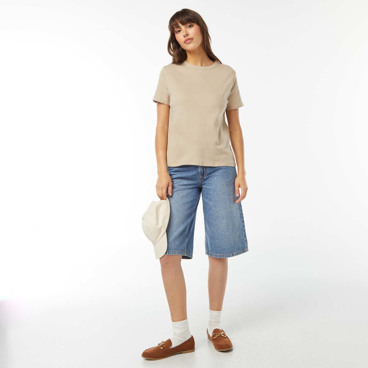 T-shirt en coton épais BEIGE