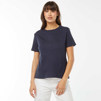 T-shirt en coton épais BLEU MARINE