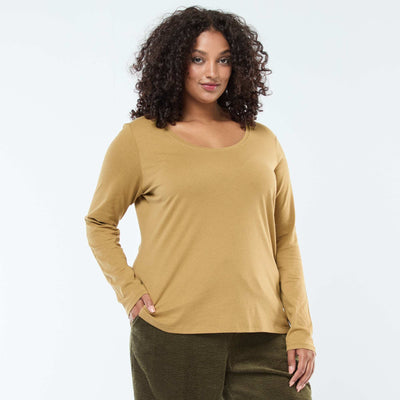 T-shirt manches longues uni en jersey VERT KAKI