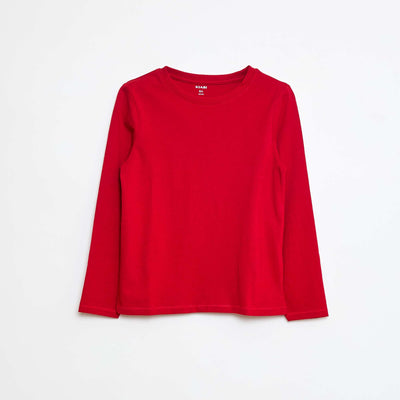T-shirt basique à manches longues ROUGE