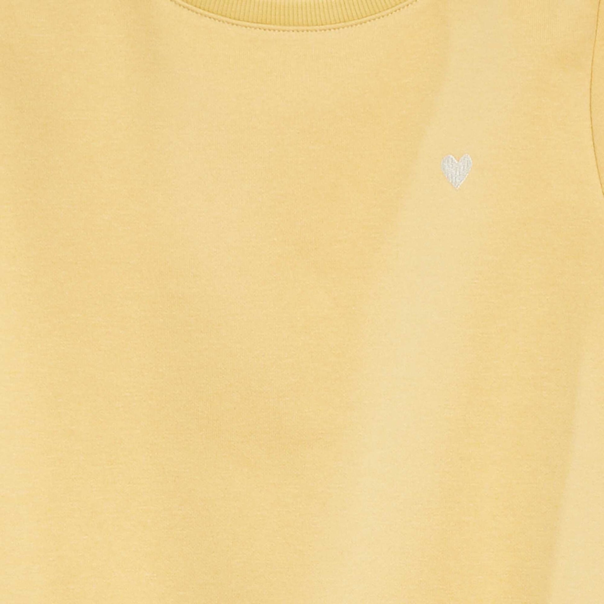 Sweat en molleton avec broderie et fronces aux épaules JAUNE