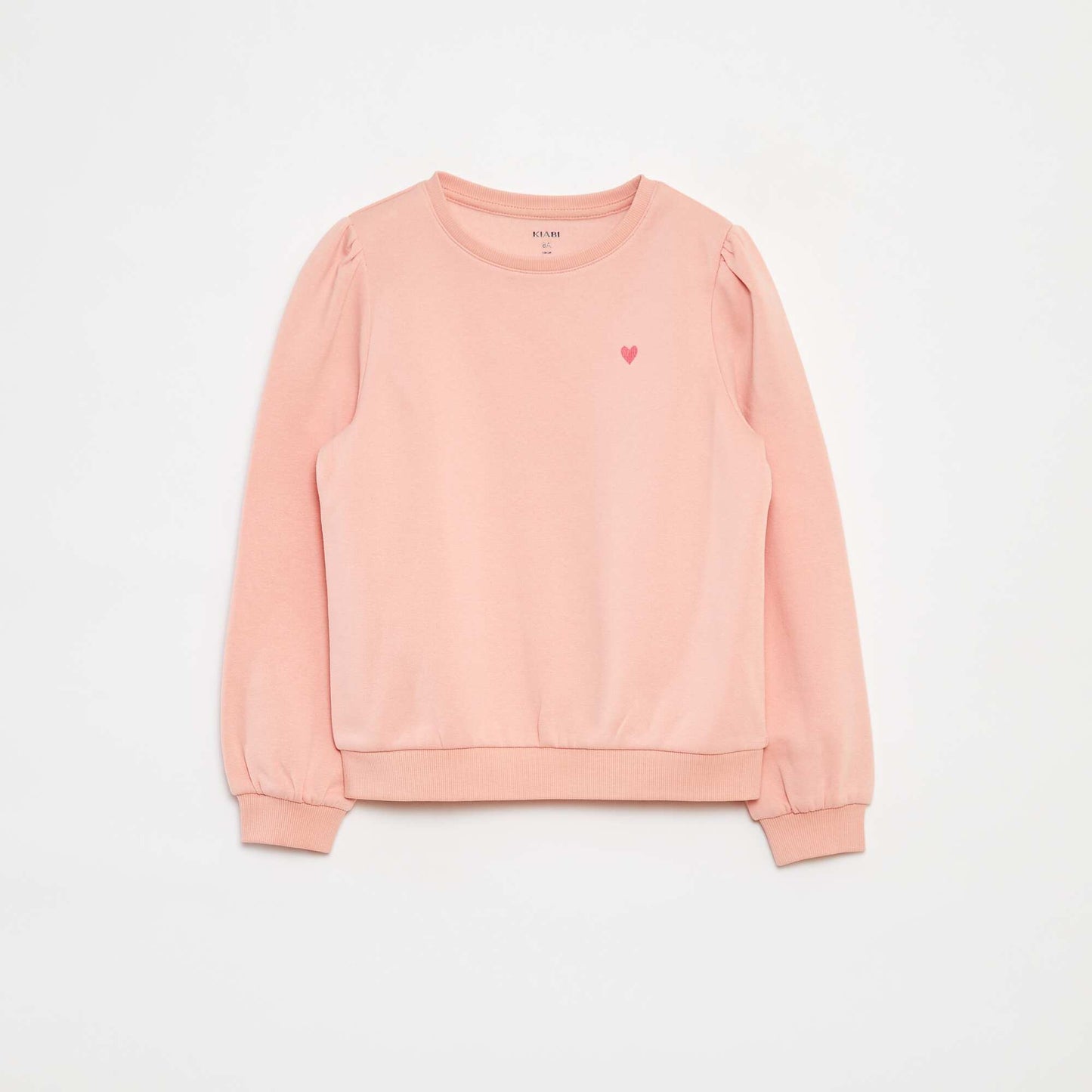Sweat en molleton avec broderie et fronces aux épaules ROSE