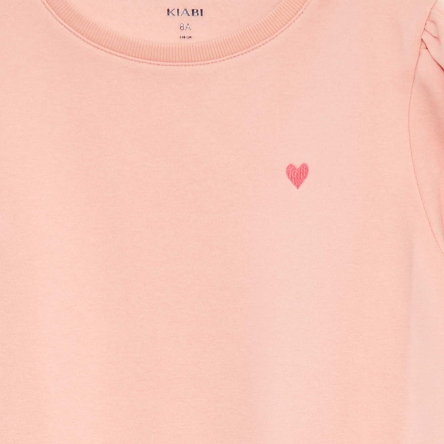 Sweat en molleton avec broderie et fronces aux épaules ROSE