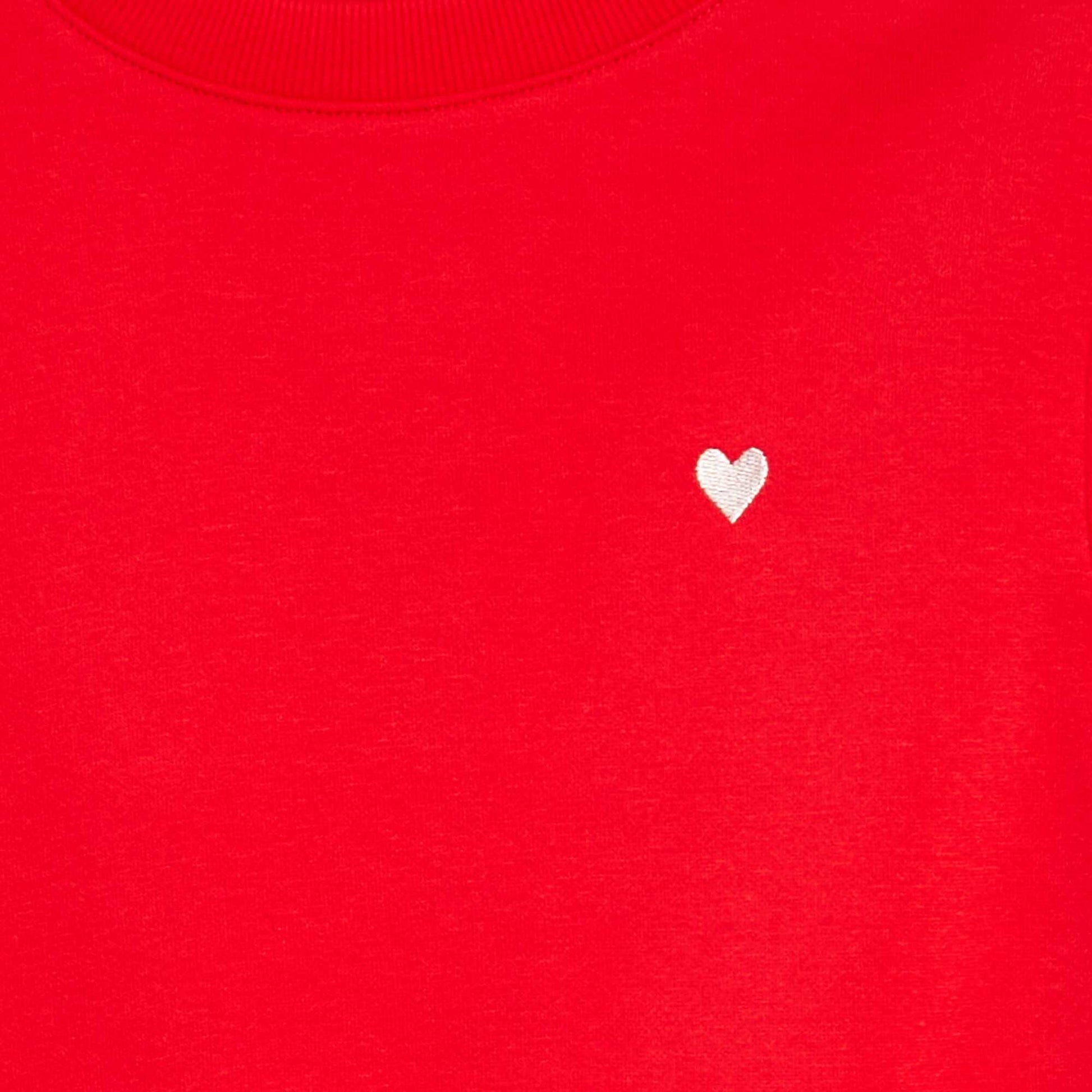 Sweat en molleton avec broderie et fronces aux épaules ROUGE