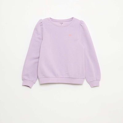 Sweat en molleton avec broderie et fronces aux épaules VIOLET