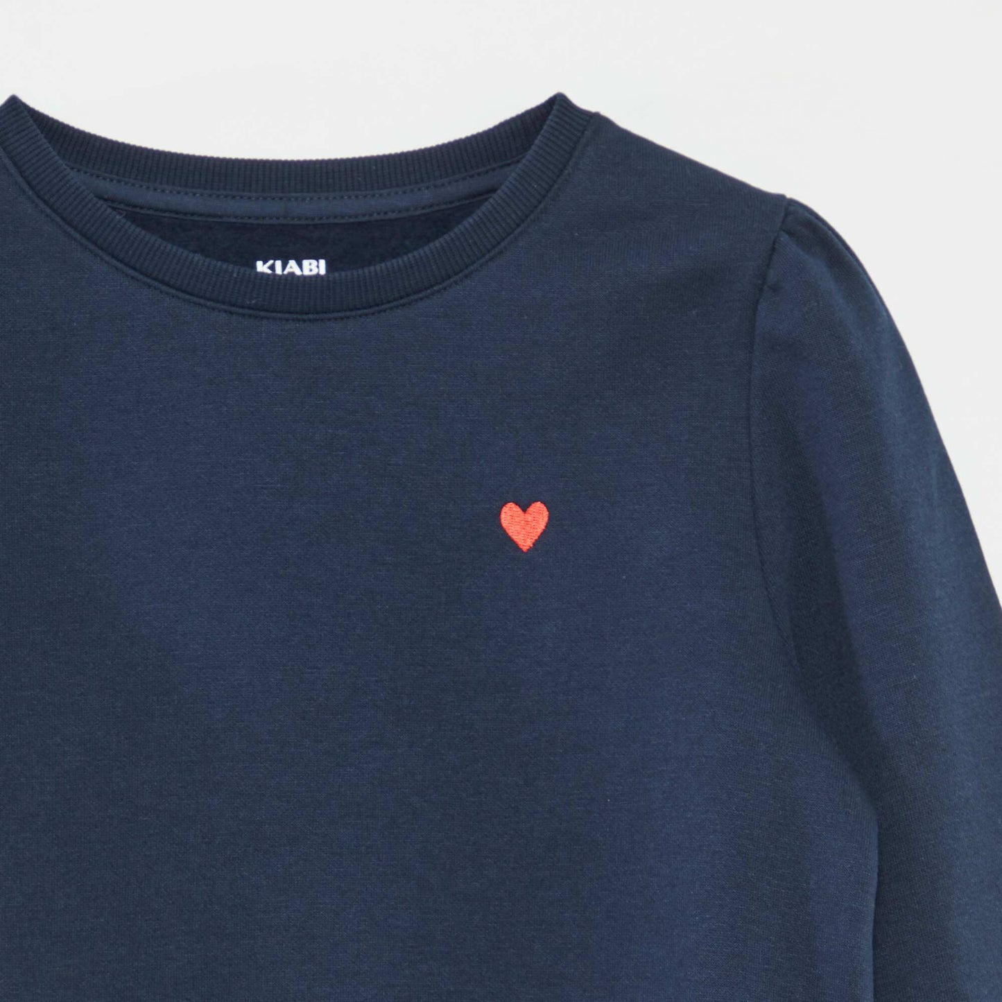 Sweat en molleton avec broderie et fronces aux épaules BLEU