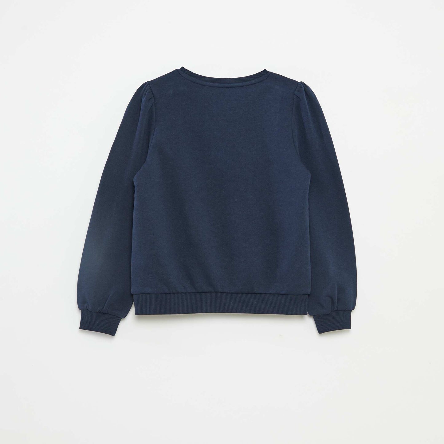 Sweat en molleton avec broderie et fronces aux épaules BLEU