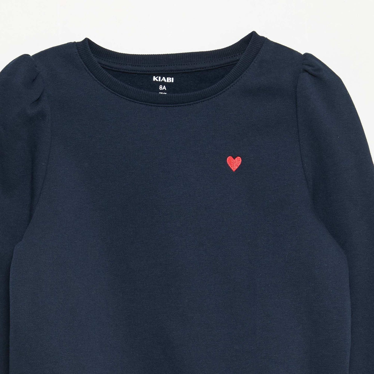 Sweat en molleton avec broderie et fronces aux épaules BLEU