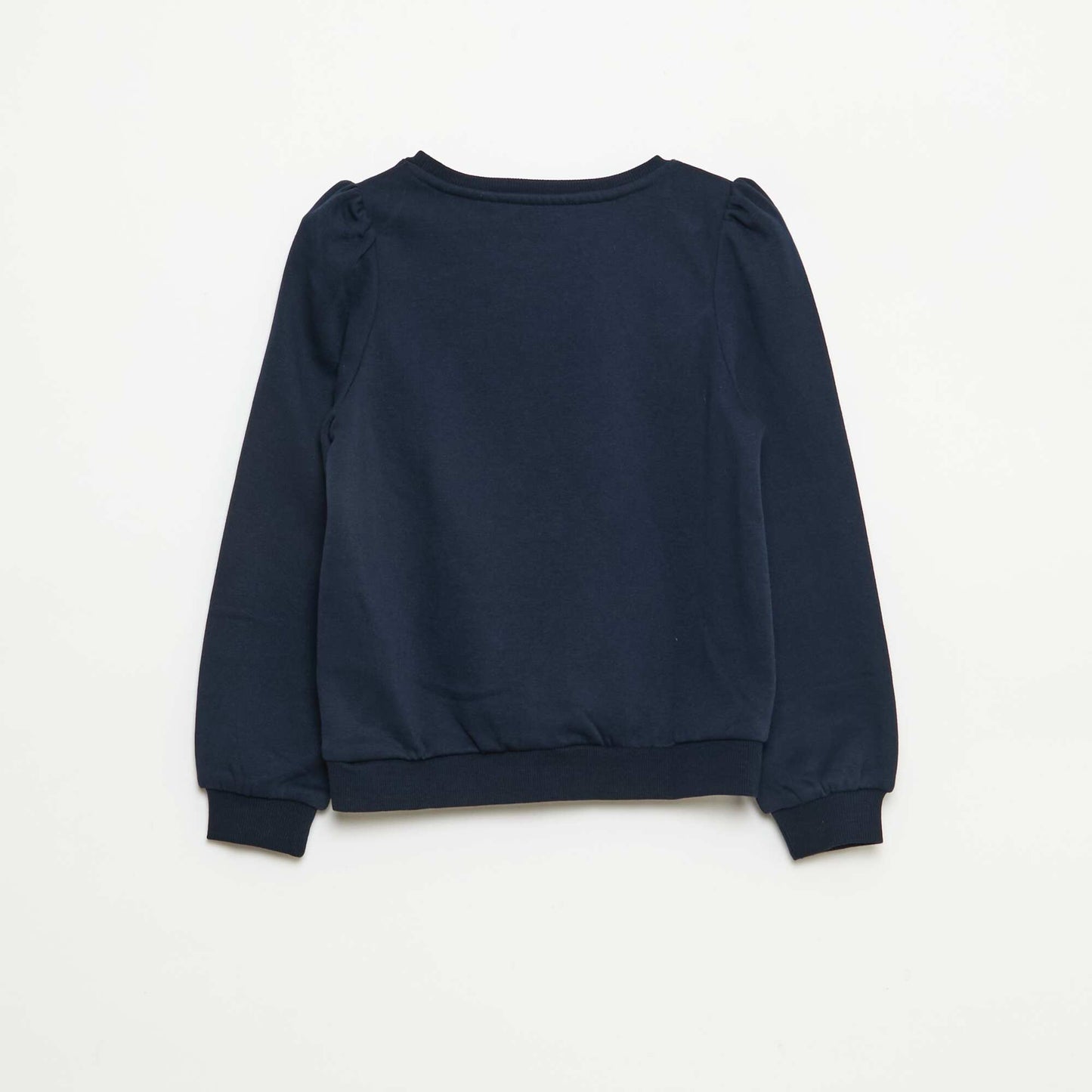 Sweat en molleton avec broderie et fronces aux épaules BLEU
