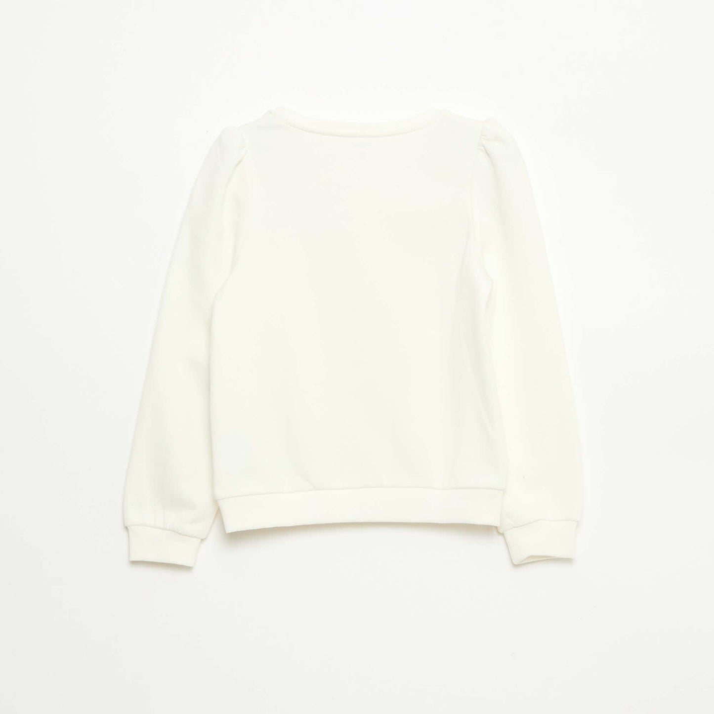 Sweat en molleton avec broderie et fronces aux épaules BLANC