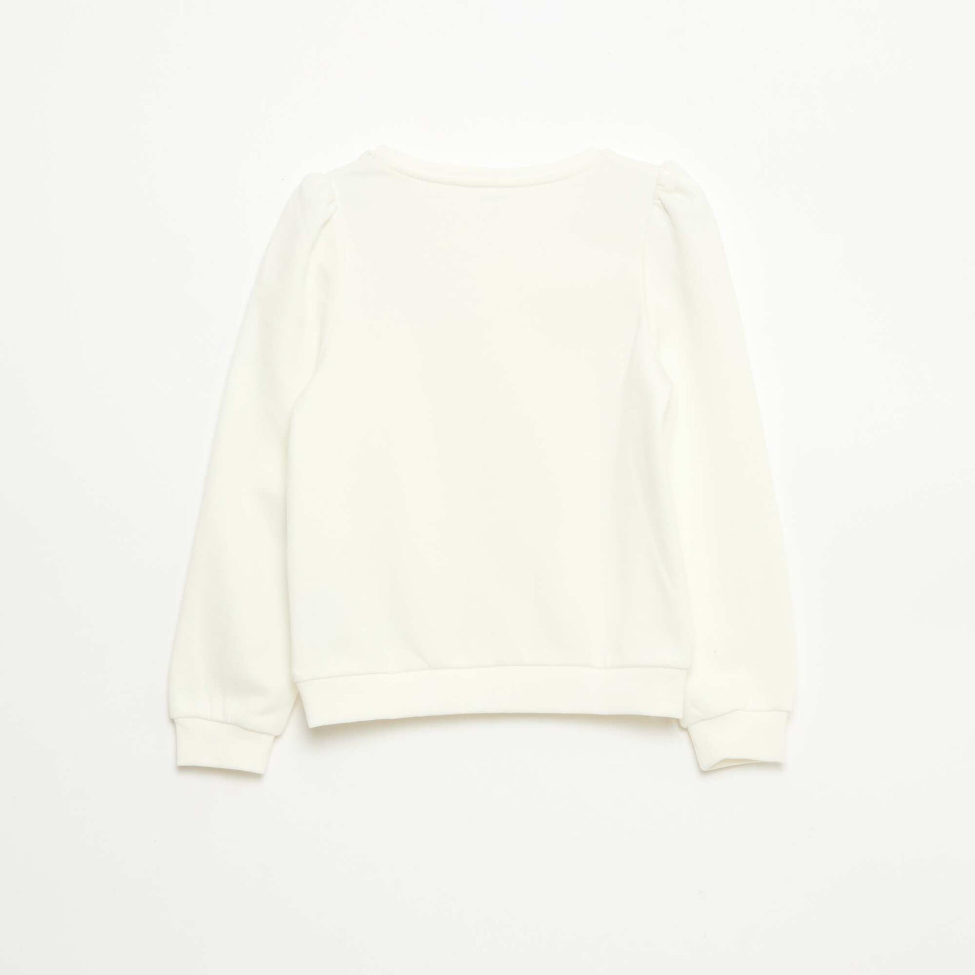 Sweat en molleton avec broderie et fronces aux épaules BLANC